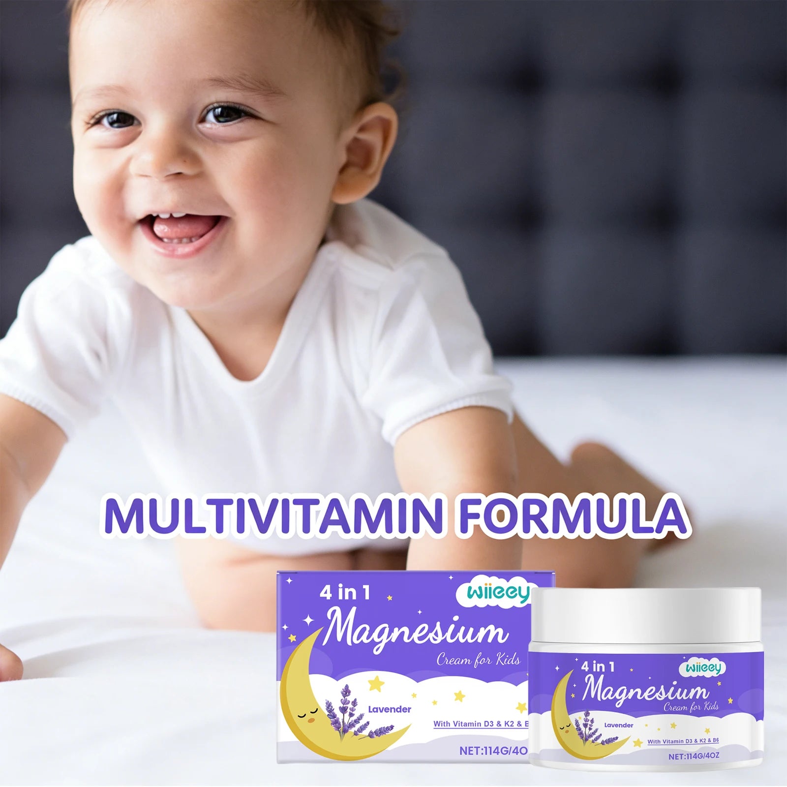 Lavender Body Magnesium Cream for Kids Soothing Muscle Anti Itching Redness No Fragrance Lotion Moisture Lock Infant Skin Care