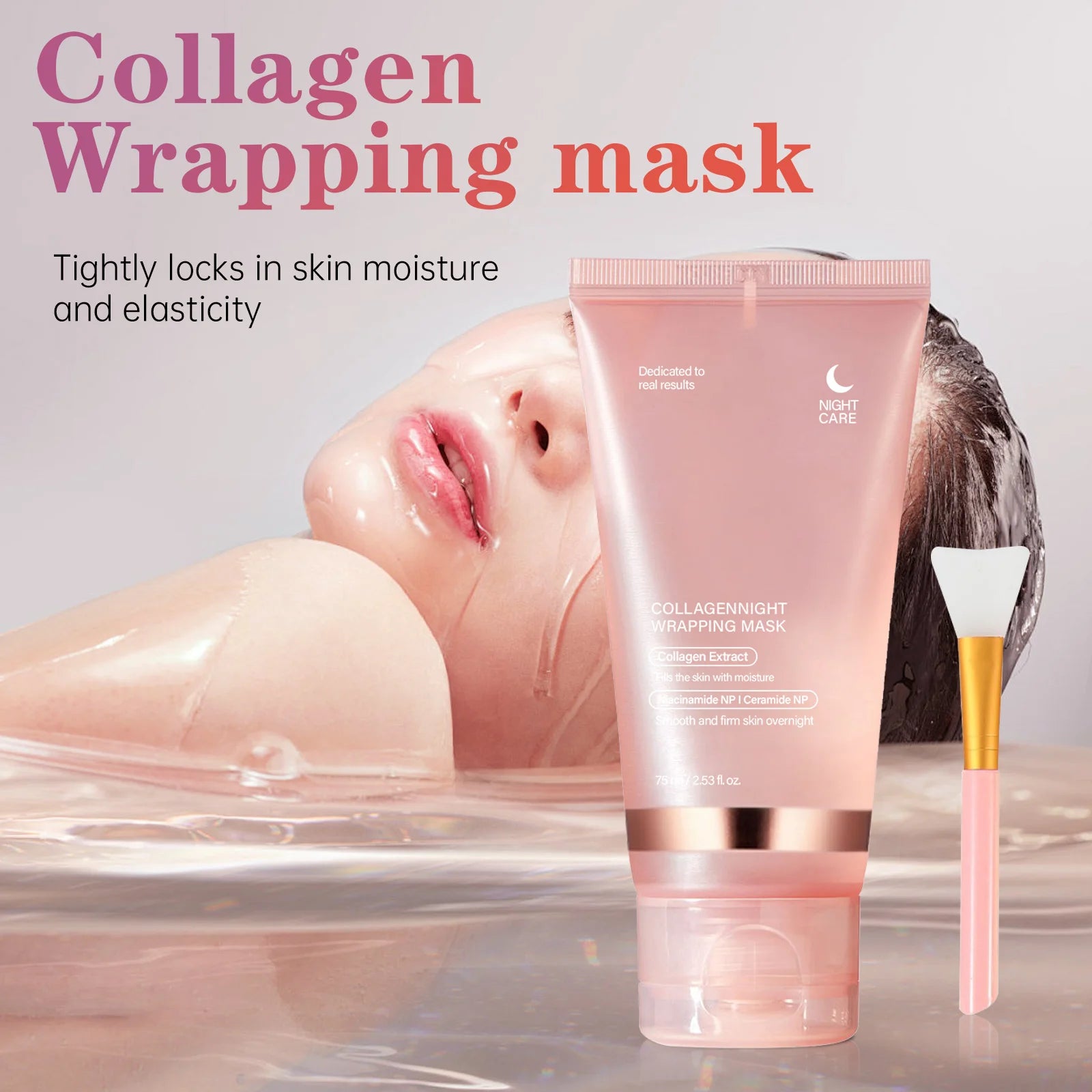 Overnight Collagen Firming Mask 75ml - Deep Moisturizing Pulling Formula for Smooth, Radiant Skin by Morning Wake-Up Glow.