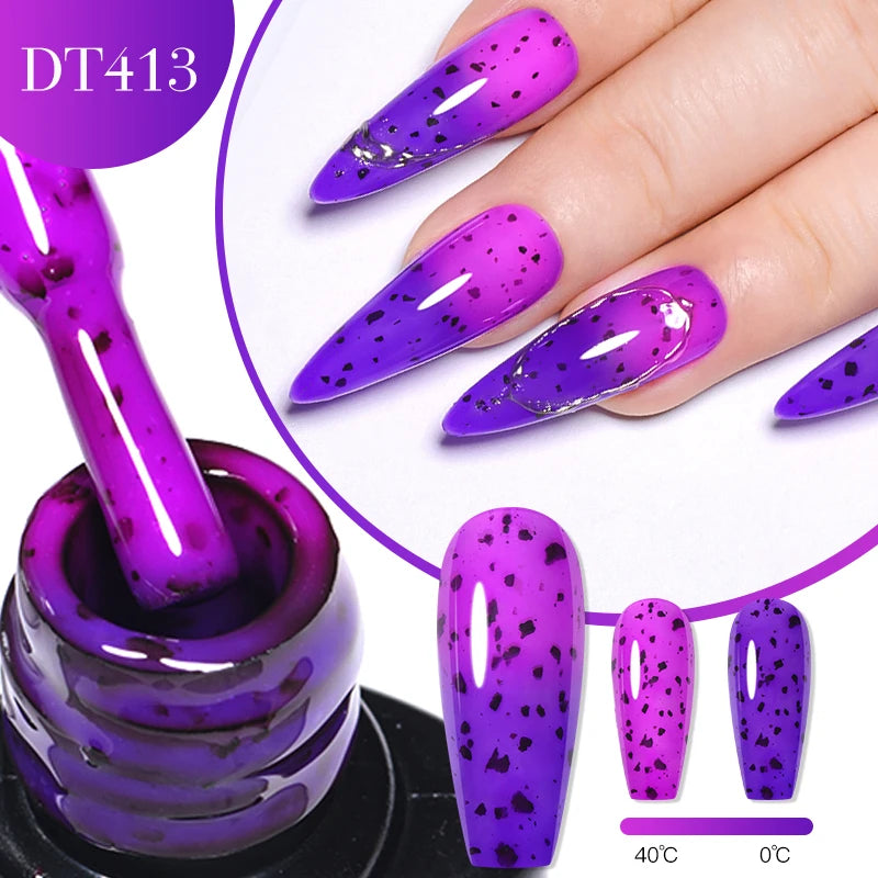 MEET ACROSS 7ml 36Colors Glitter Thermal Gel Nail Polish 3 Colors Changing Soak Off Gel Winter Semi Permanant Nail Art Varnish
