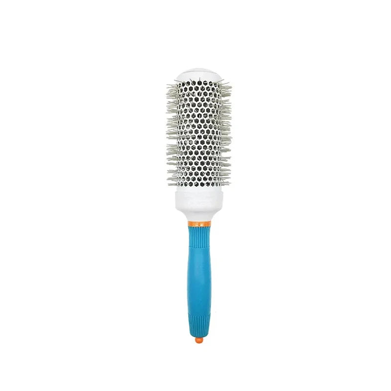 Professional Salon Hair Brush & Comb Set - Round Curly Hair Styling Tool with Rollers, Blue