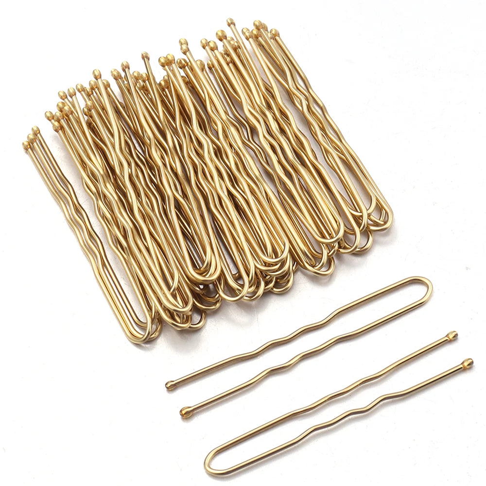 50pcs 5cm Hair Pins Metal U Shape Hairpins For Women Girls Headpiece Wedding Bride Head Jewelry Decor Headwear Hair Accessories
