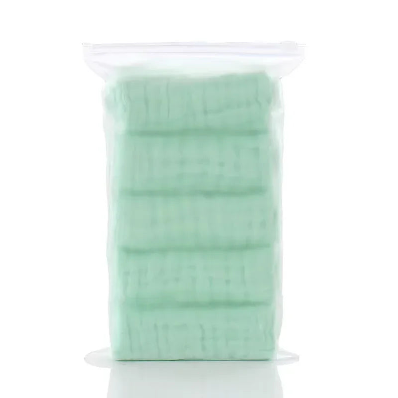 5 Pure Cotton Gauze Square Towels, Soft and Comfortable Baby Drool Towels, Highly Absorbent, Suitable for Home Use and Outings