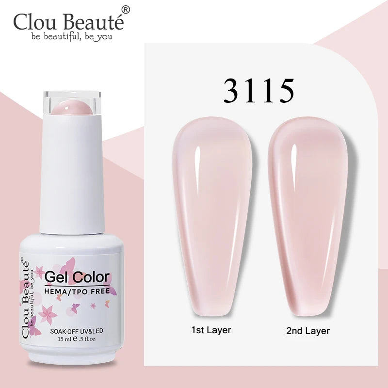 Clou Beaute Semi-transparent Jelly Color UV Gel Manicure Gel Nail Nail Supplies For Professionals Semi-permanent Varnish 15ml