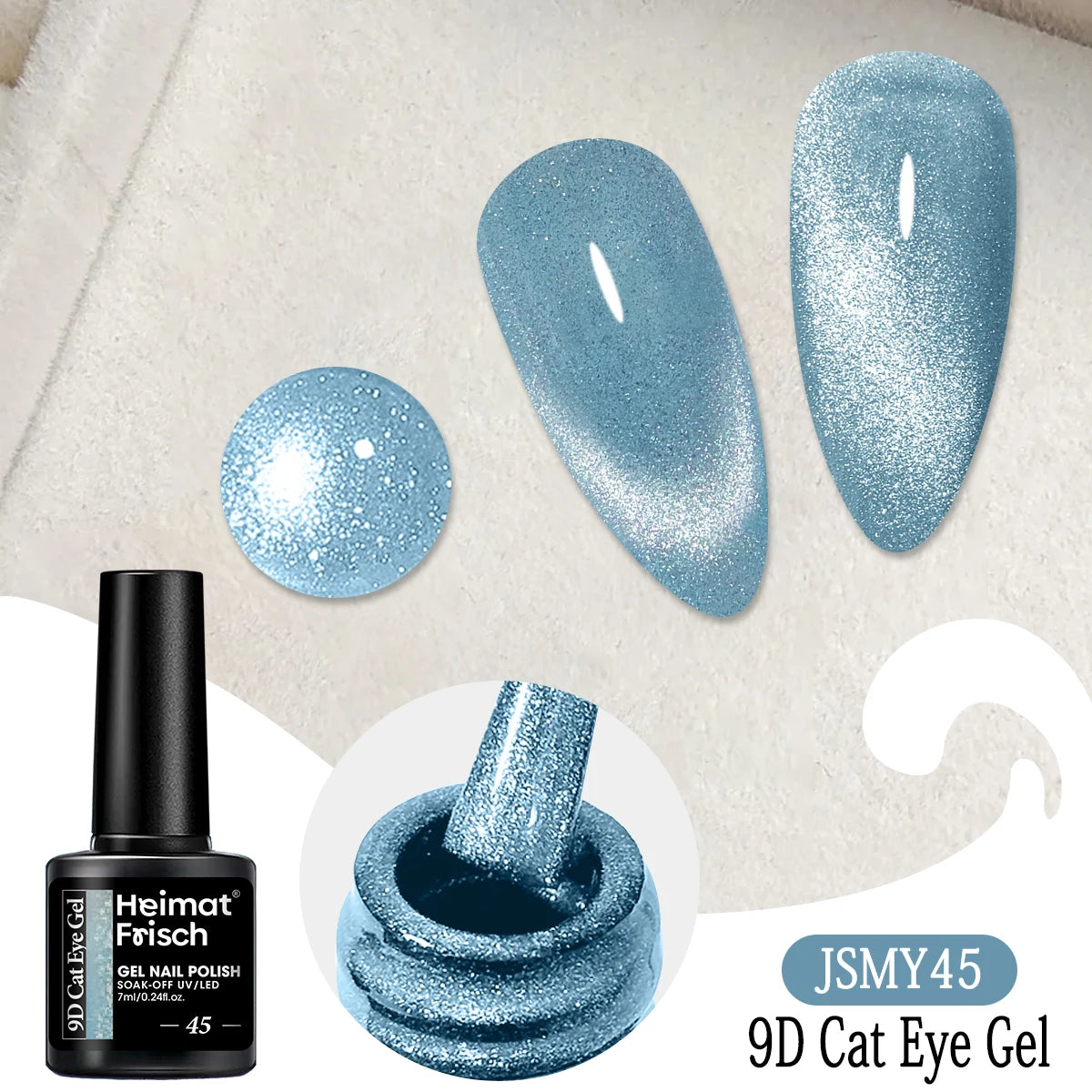 Heimat Frisch Single 0.24oz Crystal Cat Eye Gel Nail Polish - Holographic Glitter, Translucent and Magnetic Effect, Long-Lasting