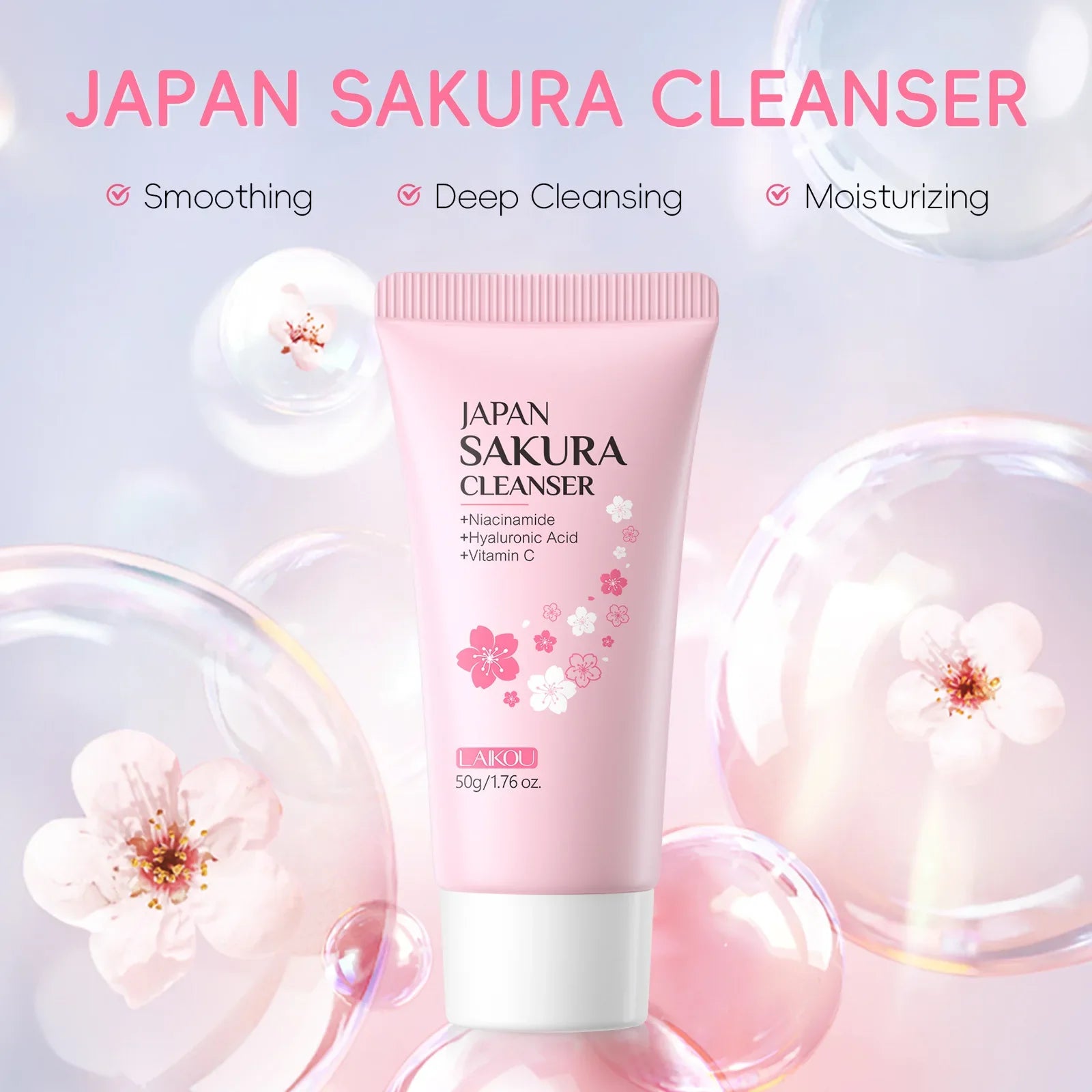 LAIKOU Facial Foaming Face Cleanser Facial Scrub Cleansing Acne Oil Control Blackhead Remover Shrink Pores Skin Care 50g