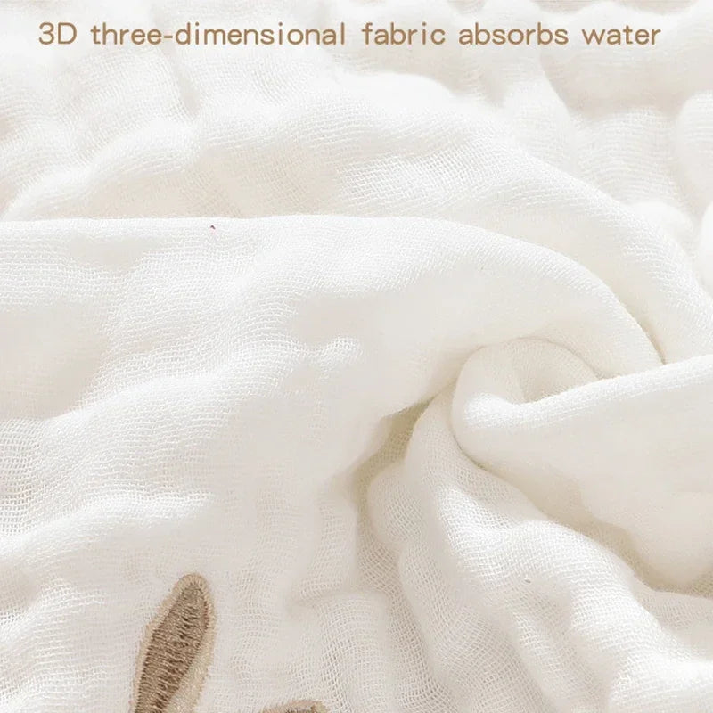 2/3/5pcs Baby Towels Toddler Soft Washcloth Burp Cloth 6 Layer Cotton Embroidery Hand Face Wipes Newborn Bib Kids Handkerchief