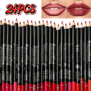 24Color Matte Lip Liner Pencil Set, Long Lasting Waterproof Smooth Lip Liners, Velvet Lip Pencils for Lips Makeup, Nude Red Brown Lip Liner Kit for Women Daily Party Cosmetics