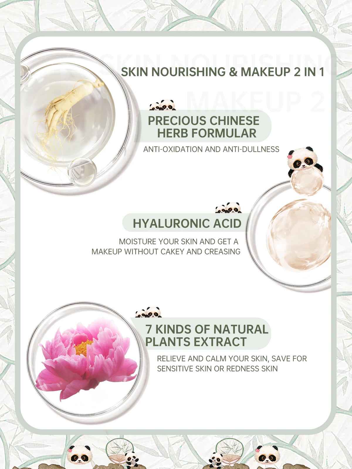 CATKIN Makeup Panda Land Full Coverage Cushion Foundation Breathable Hydrating Nourishing Poreless Foundation for Sensitive skin