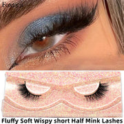 Half Lashes Short Mink Eyelashes Fluffy Soft False Eyelashes Wispy Cross Strip Eye Lashes Natural Mink Eyelash Extension Makeup