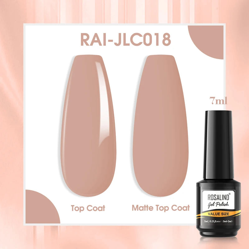 ROSALIND Gel Nail Polish Matte Base Top Coat For Soak Off Gel Polish UV LED Gel Semi Permanent Varnishes Design Nail Art
