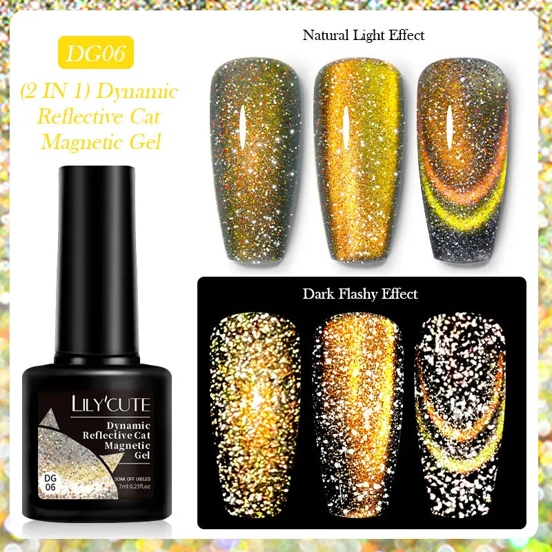 LILYCUTE 7ML Auroras Glitter Thermal Gel Nail Polish Temperature Color Changing Semi Permanent Soak Off Nail Art UV Gel Varnish