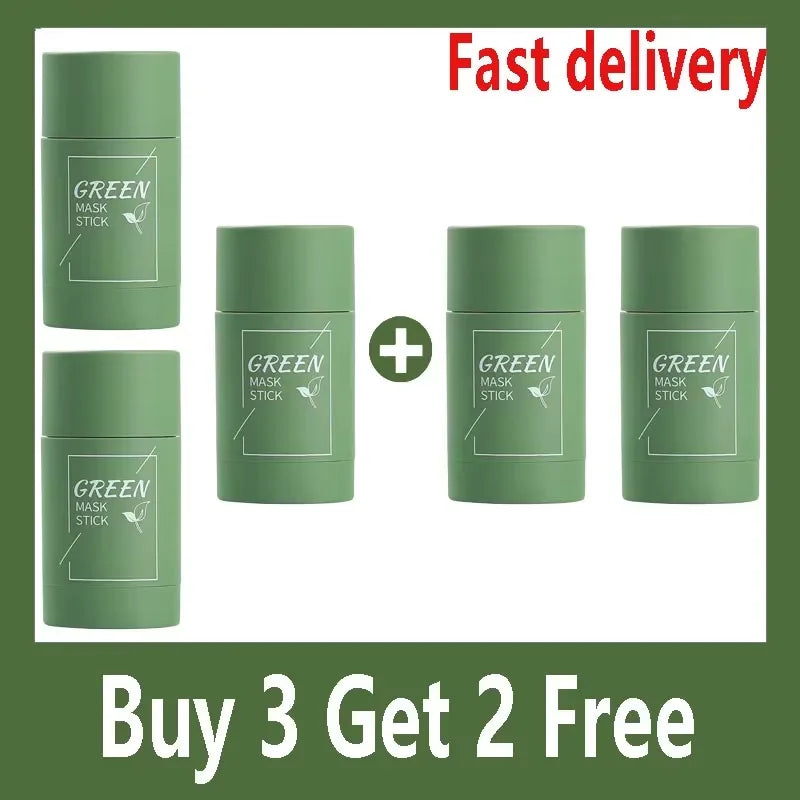 Green Tea Eggplant Solid Mask Deep Cleansing Oil Control Balance Antioxidan Shrink Pores Remove Blackheads Refreshing  Mud Mask