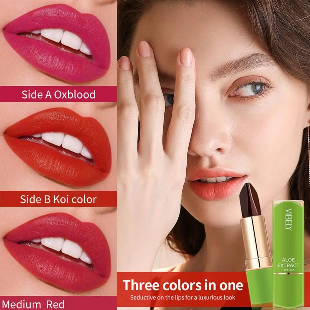 Aloe Vera Lip Balm Stick 3 Color Long Lasting Nourishing Lipstick, Temperature Changing Color Lip Gloss for Daily Makeup