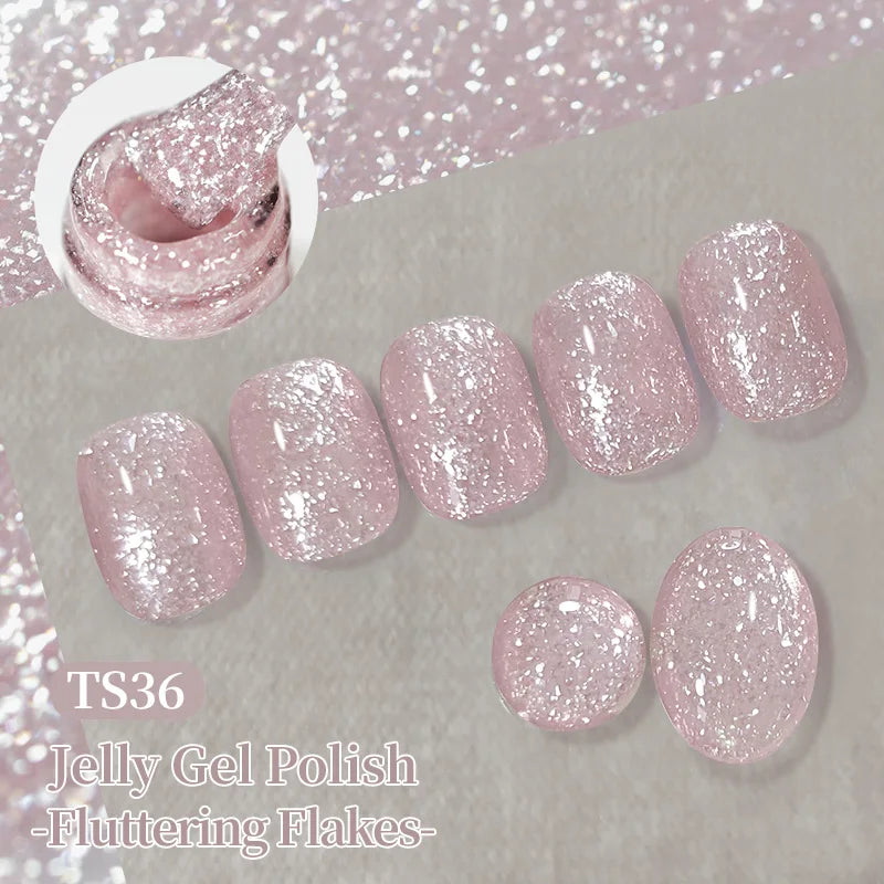 BORN PRETTY 10ml Fluttering Flakes Jelly Gel Polish Semi Permanent Soak Off UV Gel Nail Art Manicure Nail Supplies Vernis