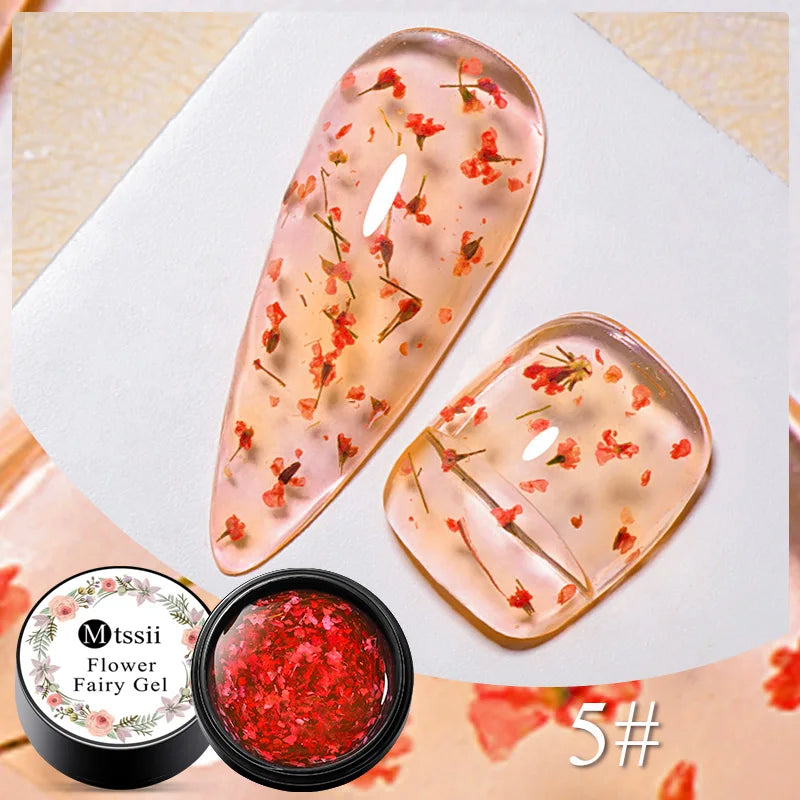 5ml Mtssii Dried Flower Gel Nail Polish Natural Flower Fairy Series Semi Permanent Soak Off UV Nail Art Varnish Manicure Design