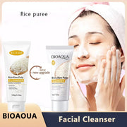Rice Raw Pulp Facial Cleanser Face Wash Foam Skincare Moisturizing Skin Brightening Rejuvenation Face Cleanser Skin Care