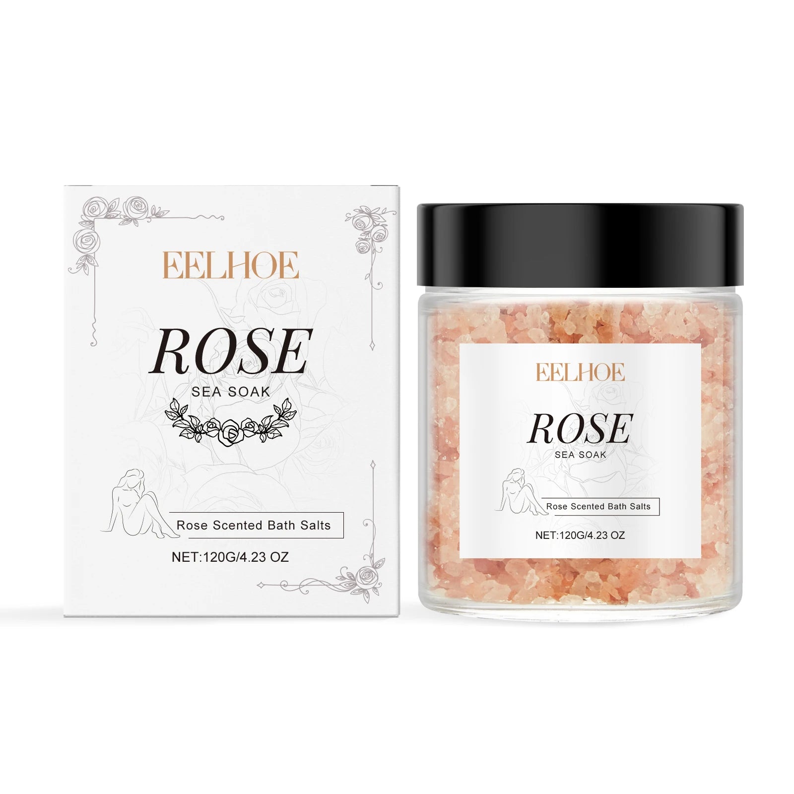 Rose Bath Salts Exfoliating Deep Cleansing Shrinking Pores Long Lasting Fragrance Stress Relief Aromatherapy Shower Body Care