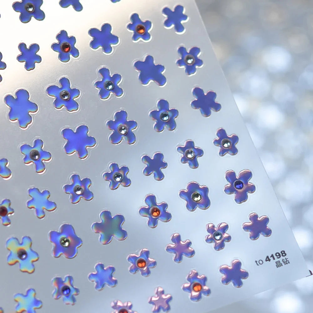 5D Jelly Flower Nail Stickers Delicate Petal Blossom Shiny Like Translucent Floral Self Adhesive Decoration Manicure Decal DIY