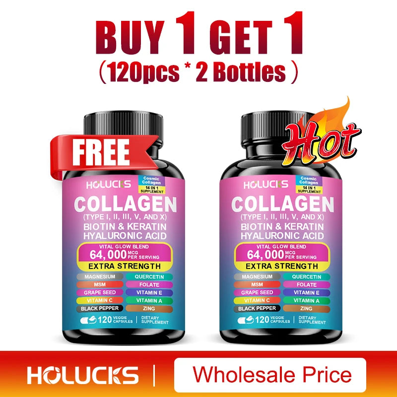 Organic Collagen Capsules Biotin Keratin Skin Care Product Booster-Skin Nail,Hair Care,Anti Aging,Whiteningand Joint Supplement