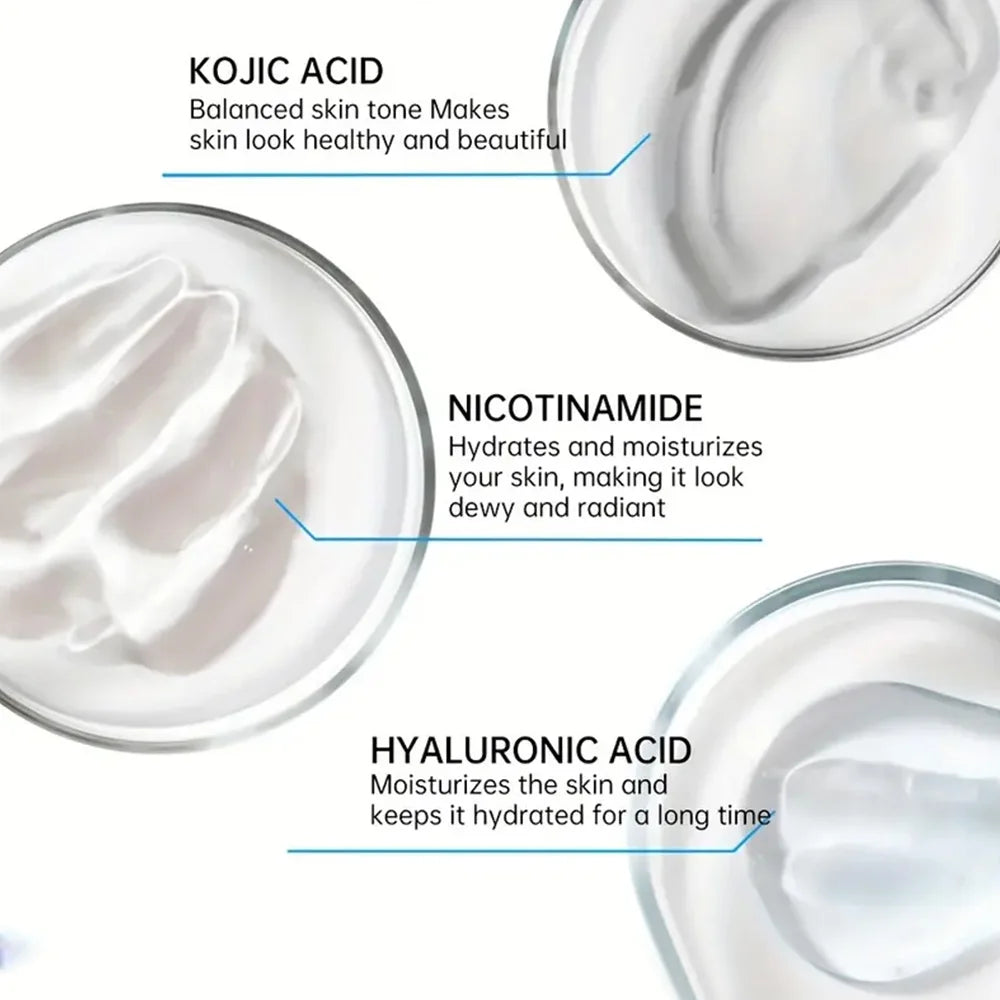 Day & Night Facial Cream with Kojic Acid, Niacinamide, Vitamins A/B/C/E and Hyaluronic Acid - Daily Hydrating & Nourishing Skinc