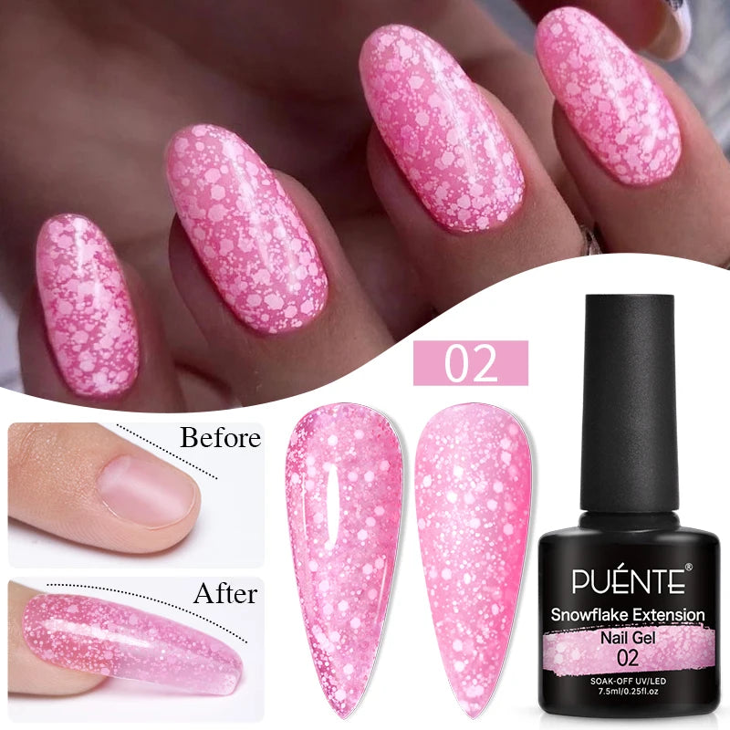 PUENTE 5ml Flower Fairy Gel Nail Polish Pink Blue Purple Natural Dried Flowers Gel For Nail Art Soak Off UV Varnish For Manicure