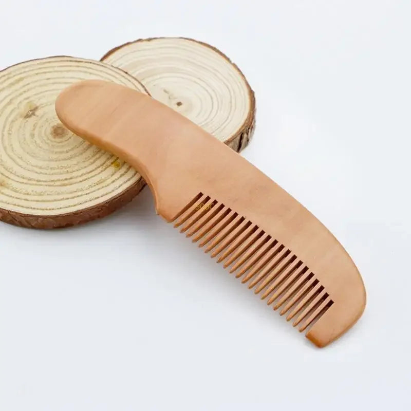 Wooden Hair Brush & Comb Set Natural Goat Bristle Baby Hair Brush Infant Body Massage Brush Soothing Brush Travel Brush