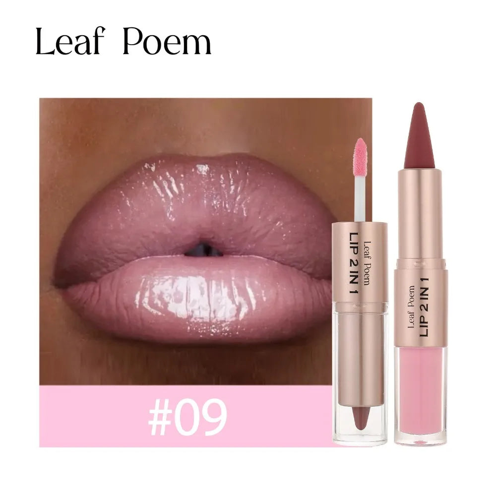 Pink Brown Tapered Lip Liner Contour Pencil Double Head Mirror Plumping Lip Glaze Crystal Lip Gloss Sexy Red Lips Tint Makeup