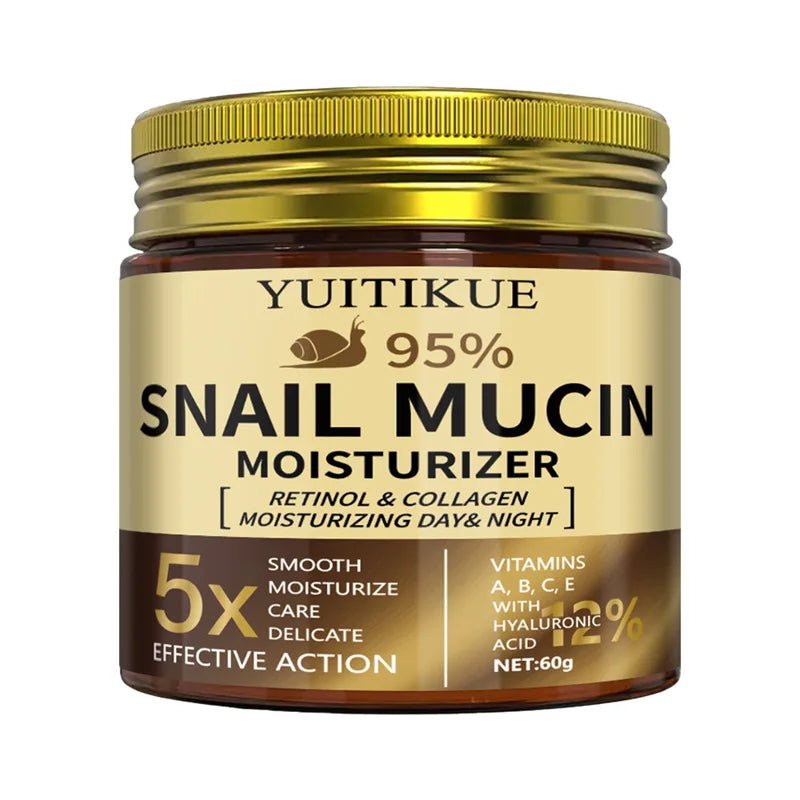 YUITIKUE 95% Snail Mucin Moisturizer, 5X Effective Action, Retinol & Collagen Day & Night Hydrating Cream 60g