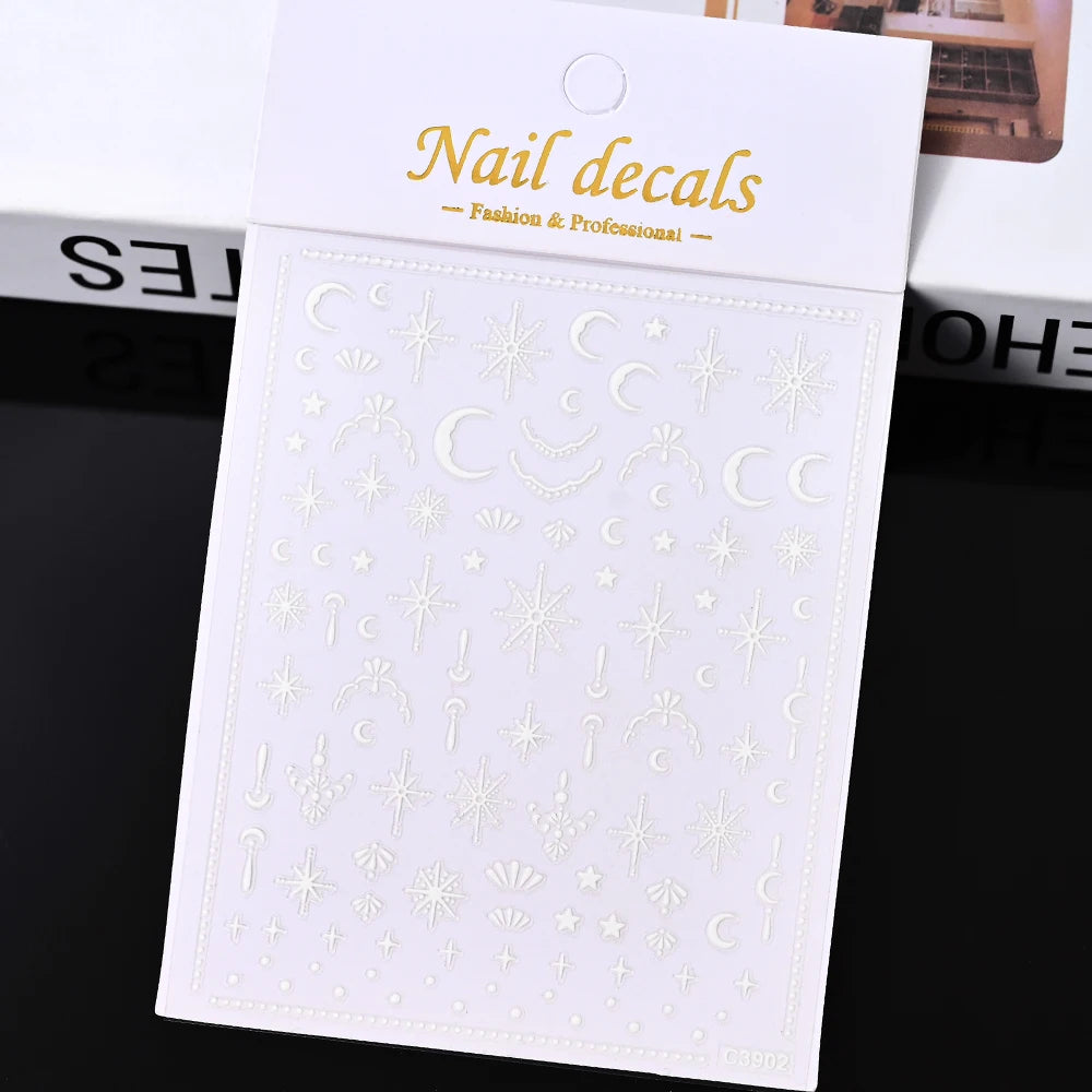 1pcs Star-Themed Nail Art Stickers 3D Self-Adhesive Plastic Decals With Glitter Finish Anime Rectangle Shape Ideal For DIY Nails