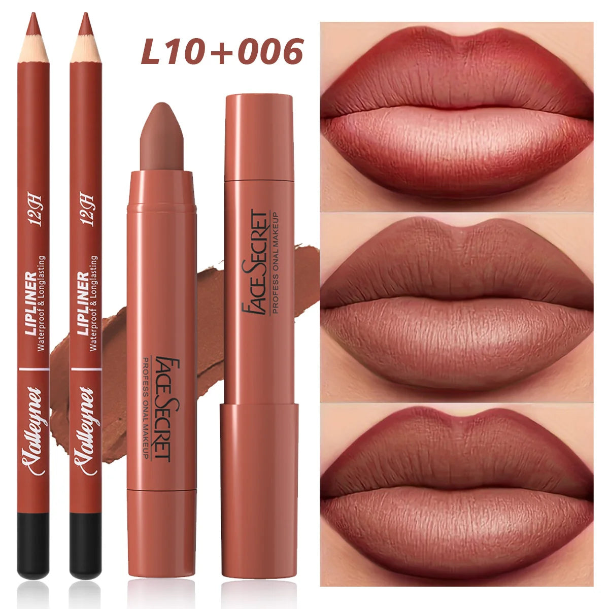 2Pcs/Set Lip Liner + Lipstick Pencil Lip Combo Set, Matte Velvet Lipstick, Long Lasting Smoothness Waterproof Cosmetics