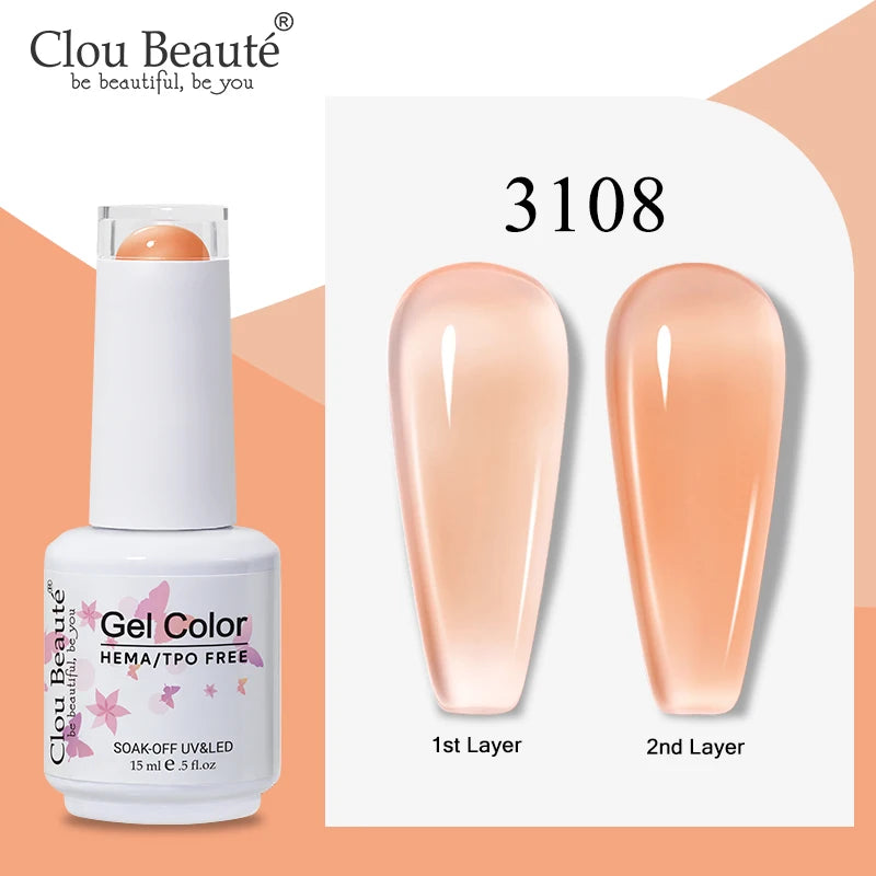 Clou Beaute Semi-transparent Jelly Color UV Gel Manicure Gel Nail Nail Supplies For Professionals Semi-permanent Varnish 15ml