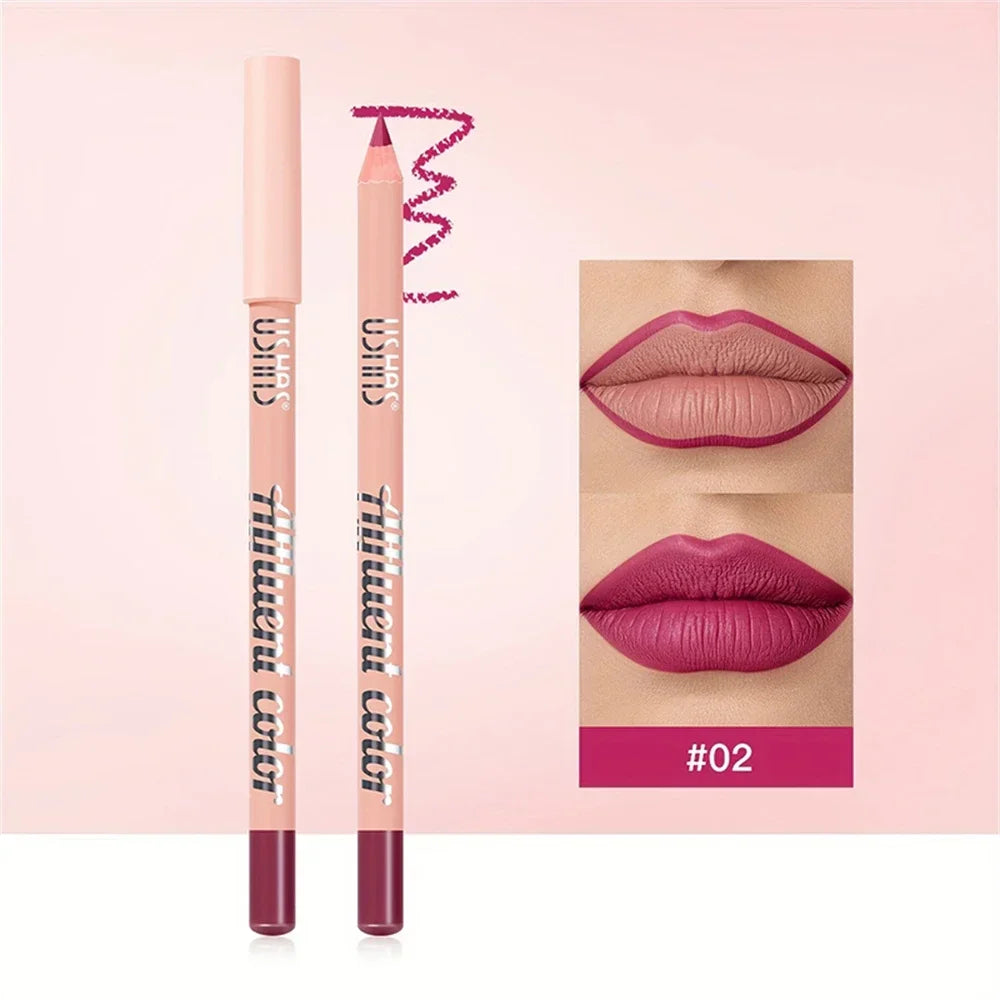 Fine Slim Lip Pencil Waterproof Easy To Color Matte Pink Purple Long-lasting Waterproof Non Stick Cup Pigment Sexy Lip Cosmetics