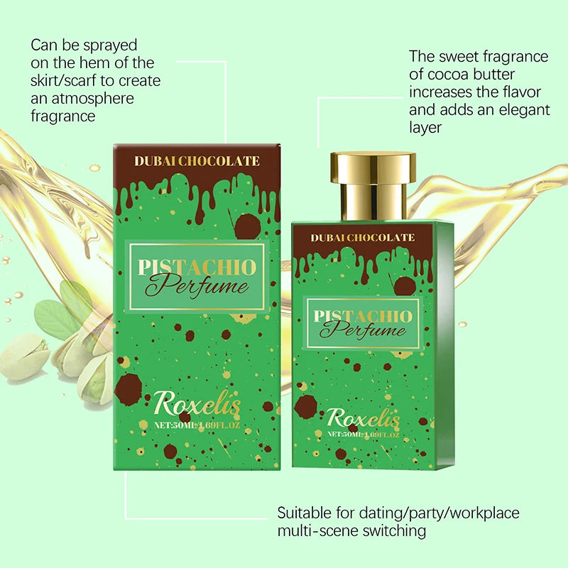 Dubai Pistachio Cocoa Kunafa Vanilla Perfume,Unisex Cuisine Fruity Notes Eau De Parfum,Chocolate Fragrance Spray,Fresh Scent