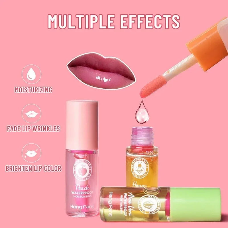 Water Light Lip Gloss Temperature Sensing Moisturizing Color Changing Lip Balm Peach Aloe Vera Brighten Repair Lips Oil Pomade