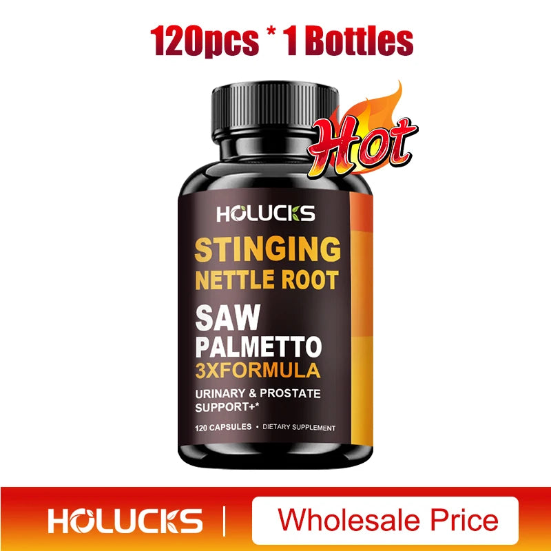 Stinging Nettle Root & Saw Palmetto Capsules, Help Promote Prostate Health, Hair Growth, Urinary Tract Support, Premium Formula