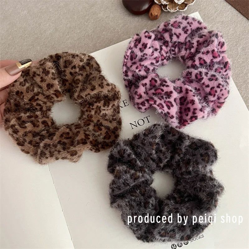Soft Animal Leopard printing Hair Scrunchie Ponytail Loop Holder Stretchy Elastic Hair band for women Hair Accessories pj-1000