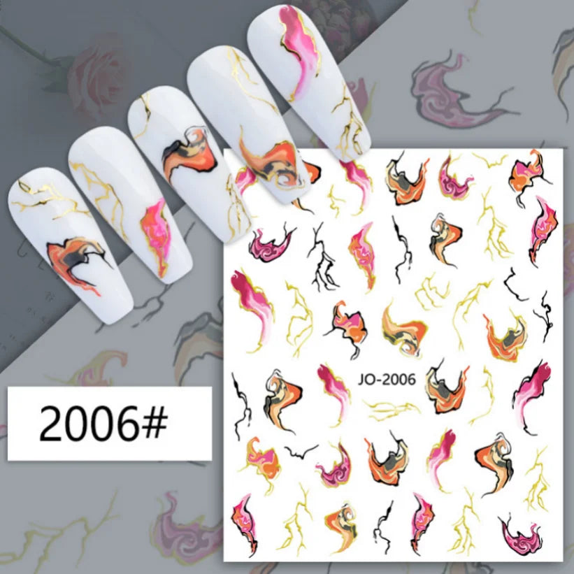 Nail Stickers 3D  Metal Line Sliver Gold Thorns Vine Curve Stripe Lines Tape Swirl Sliders Manicure Adhesive Gel Nail Art Decals