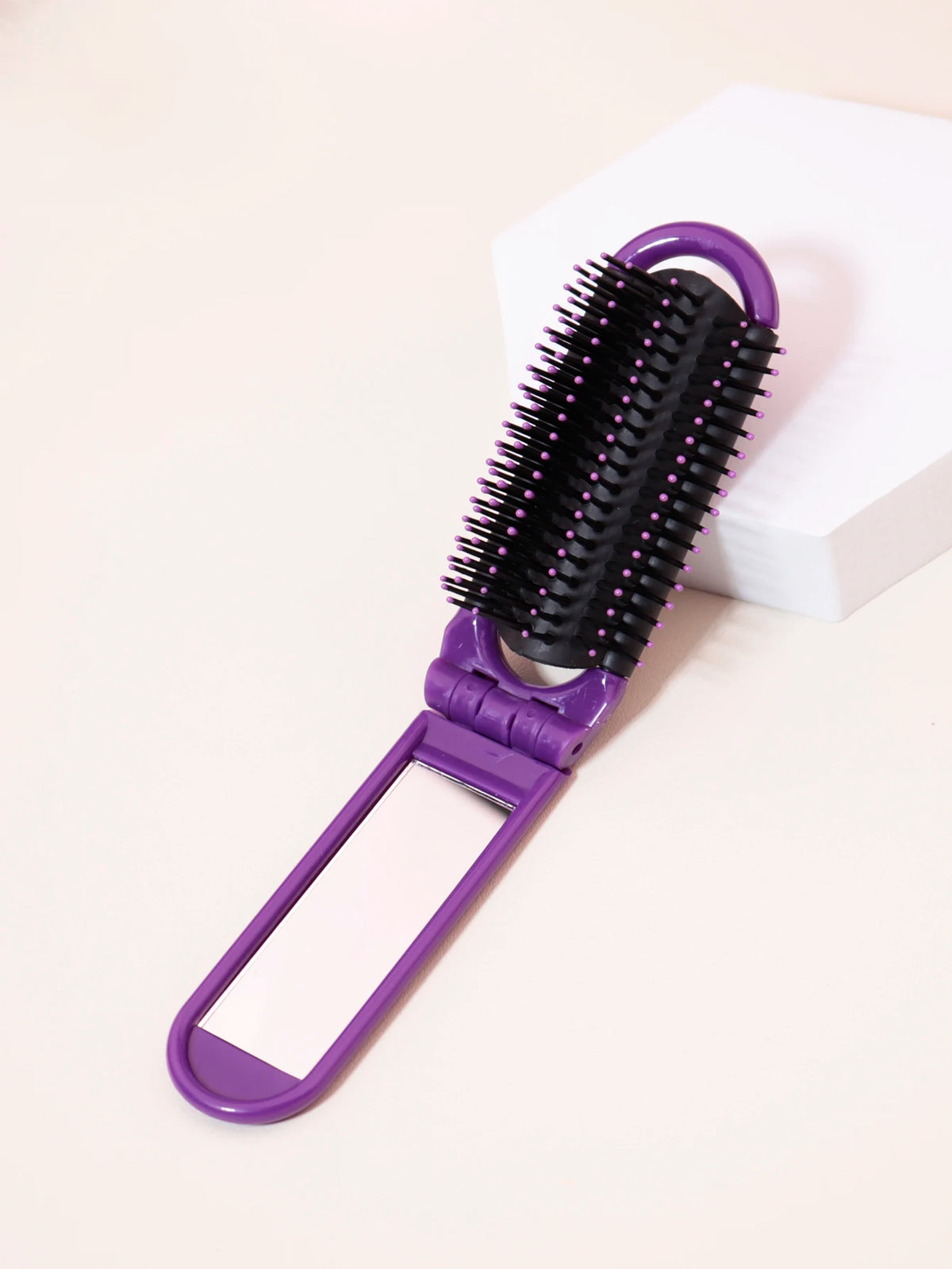 1pc portable mini foldable anti-static massage mirror hair comb travel girl with mirror foldable comb Special for real hair wigs