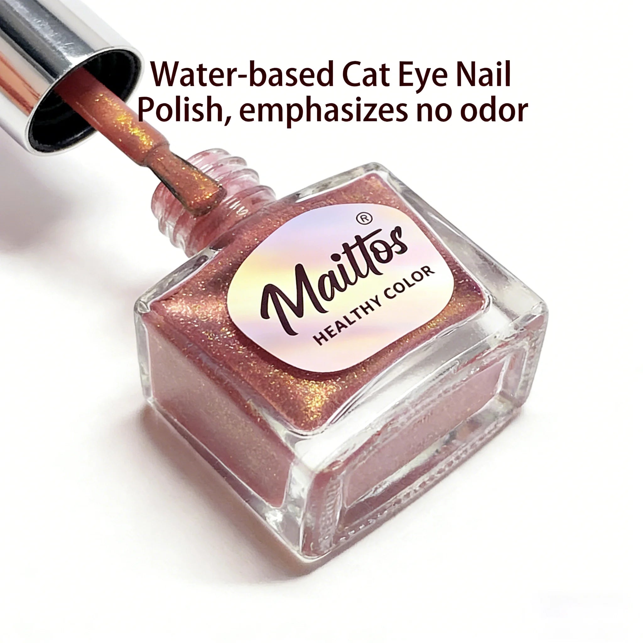 WA505 Viole - 12ml No-bake Cat's Eye Water-based Nail Polish, Oderless, With a Magnet, Dry Quickly, No Need UV Lamp, Easy to Tea