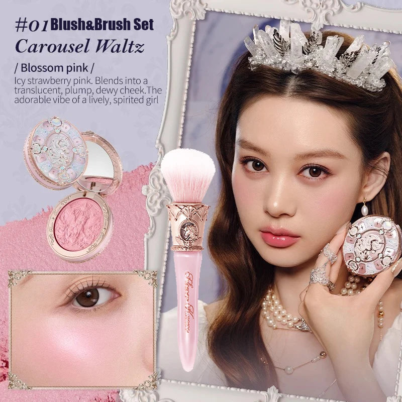 Makeup Flowerknows Shell Pearl Collection Silk Satin Blusher Lightweight Highly Pigmented Blush Powder Long Lasting Face Blushes