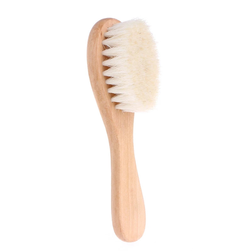 Wooden Handle Brush Baby Hairbrush Newborn Hair Brush Infant Comb Head Massager 77HD