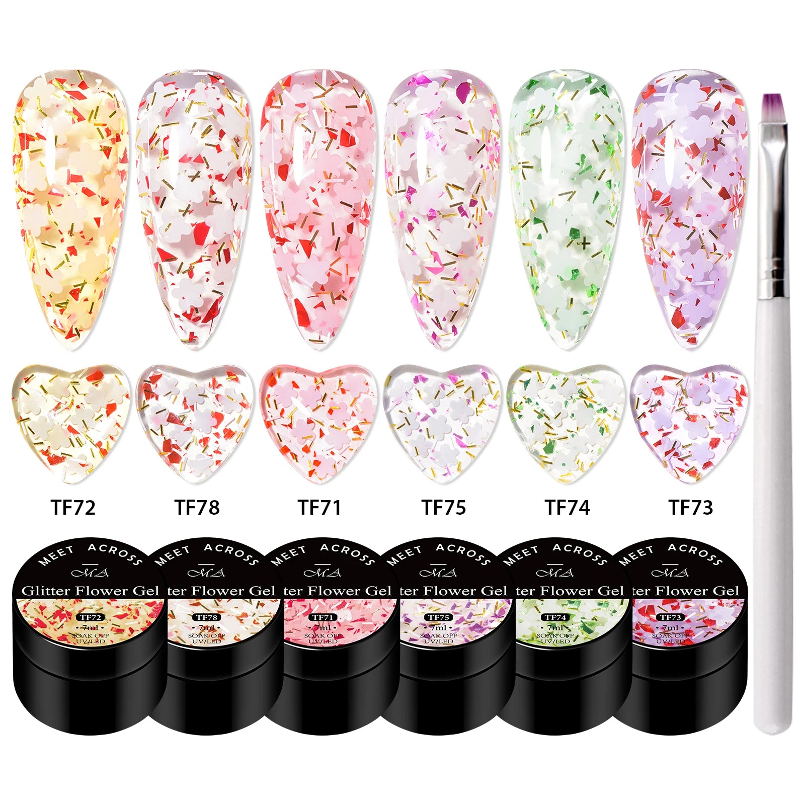 6PCS/SET Dried Flower Gel Nail Polish Set Natural Flower Fairy Nail Art Gel Soak Off UV LED Painting Varnish For Nails DIY Kit