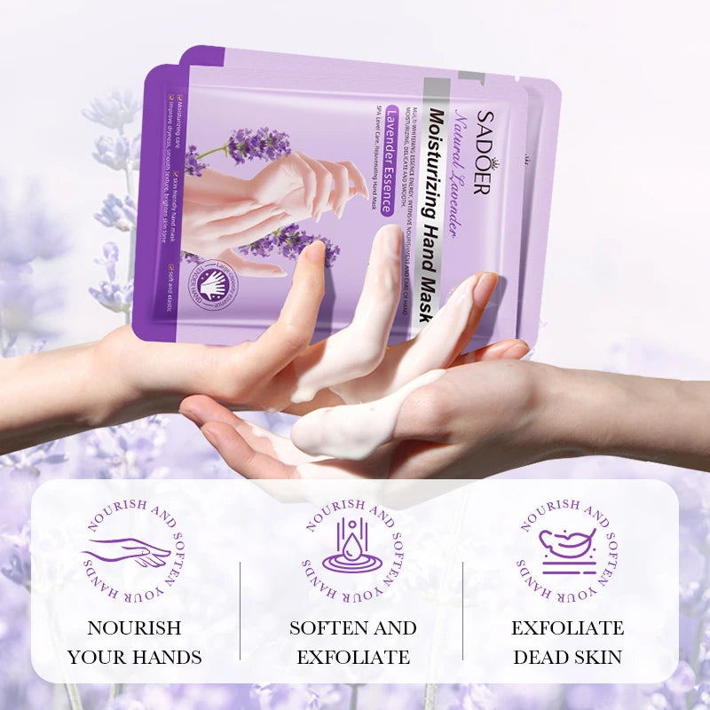 SADOER Lavender Moisturizing Hand Mask Whitening Nourishing Anti-aging Hydrating Hand Gloves for Hands Skin Care Products