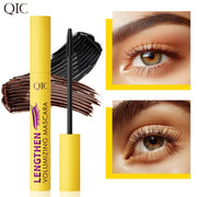 QIC 4D Black Mascara Brown Mascara Thickening, Lengthening, Curling, Waterproof Liquid Fiber Mascara.