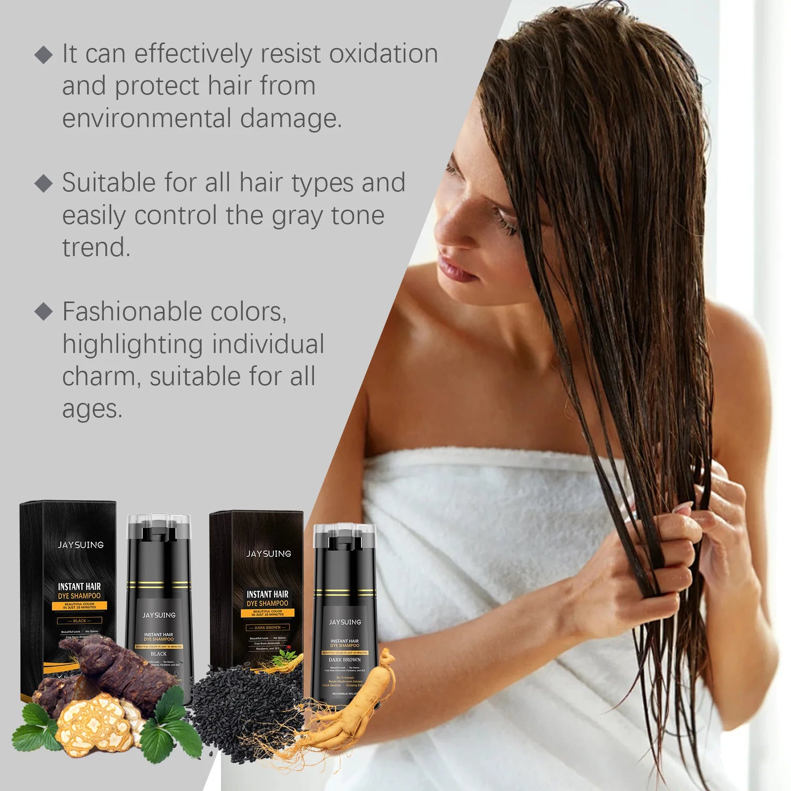 Polygonum Multiflorum Hair Dye Shampoo Herbal Nourish Repair Roots Boost Hair Vitality Repair Hair Damaged Instant Dye Shampoo