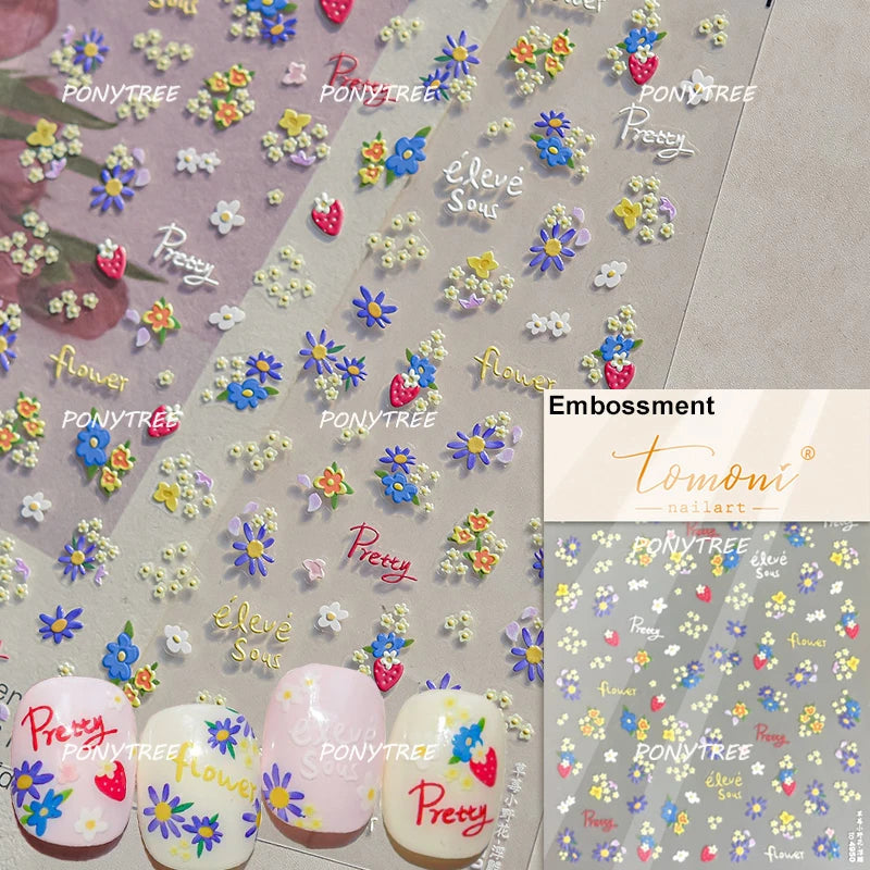Elegant Pink Purple Flower Rose Colourful Gentle Petal Peach Blossom Metal Shiny Self Nail Art Sticker Decoration Manicure Decal