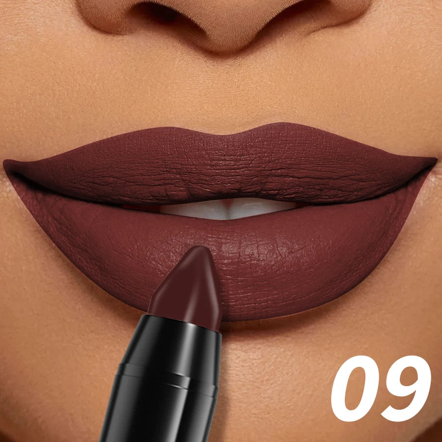 15-Color Velvet Matte Lipstick Pencil Waterproof  Red Brown Pink Long Lasting Lip Stick Korean Makeup Lip Tint Cosmetic Lipgloss