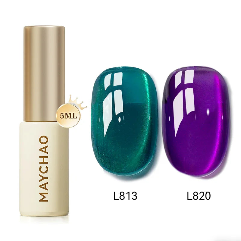 MAYCHAO 5ML Gel Nail Polish 9D Laser Diamond Glitter Cat Eye Gel Semi-Permanent Soak Off UV LED Gel Nail Manicure Tools Nail Art