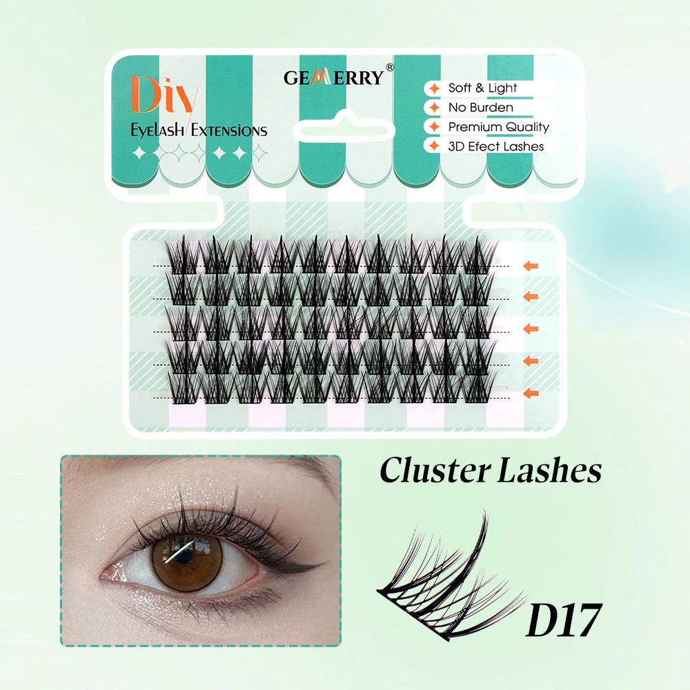 Gemerry 280 Cluster DIY Eyelashes 10D/20D 30D/40D Premade Volume Fan Lash Extension Individual Faux Mink Heat Bonded Lashes Soft