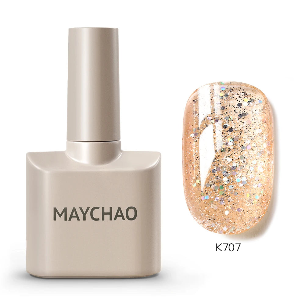 MAYCHAO Cherry Red Gel Nail Polish 12ml Glossy Semi Permanent Soak Off UV LED Frosted Gel Nails Base Painting Varnish